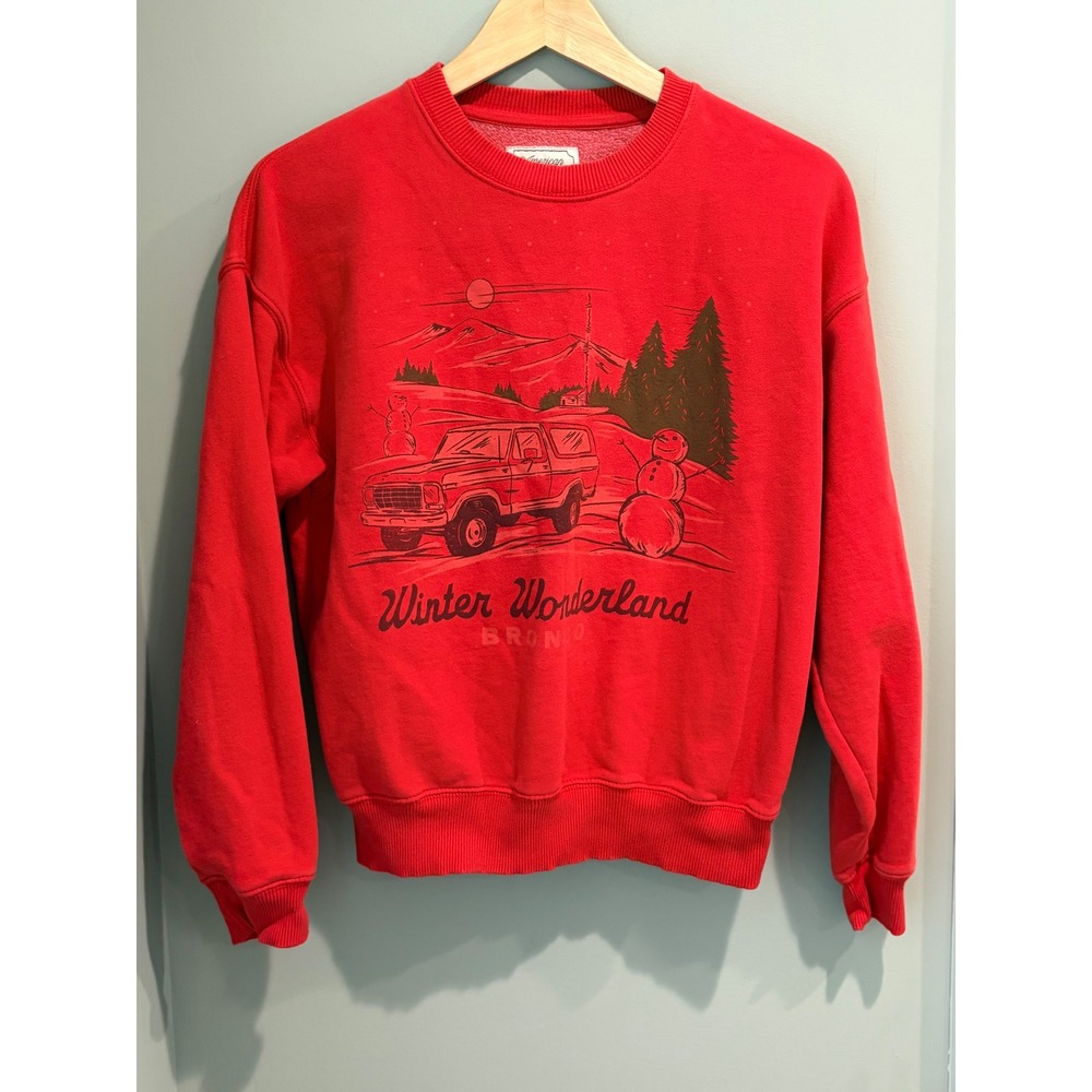 American Eagle Red Winter Wonderland Ford Bronco Graphic Sweatshirt XXS